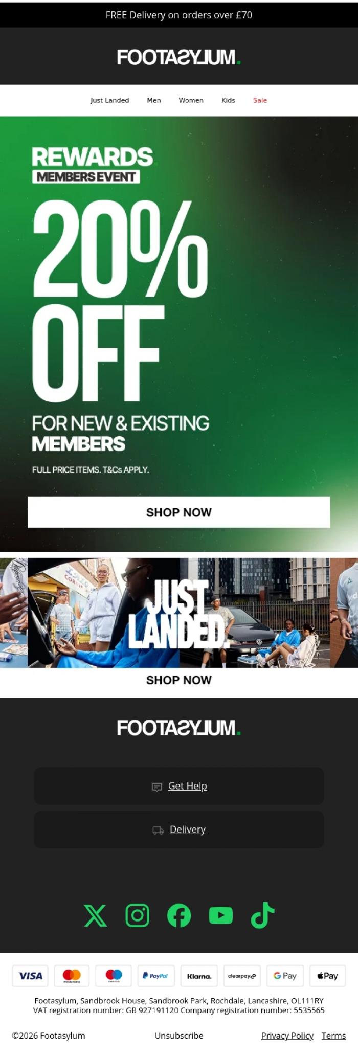 Email Design Inspiration from Footasylum, Don't forget you've got 20% off