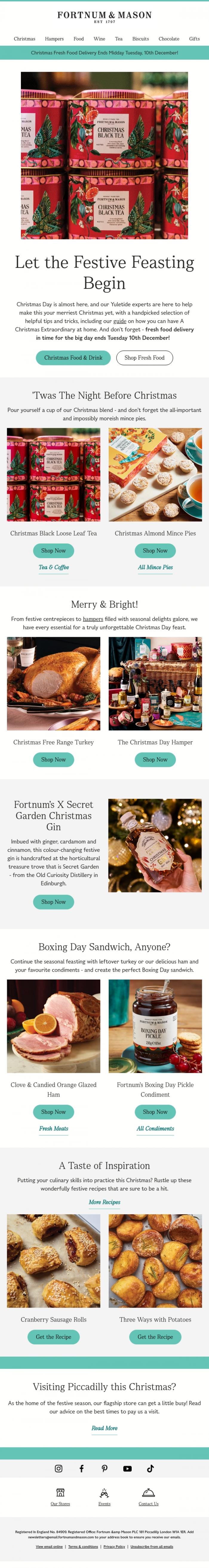 Email Design Inspiration from FORTNUM & MASON, Ready, Set, Feast!