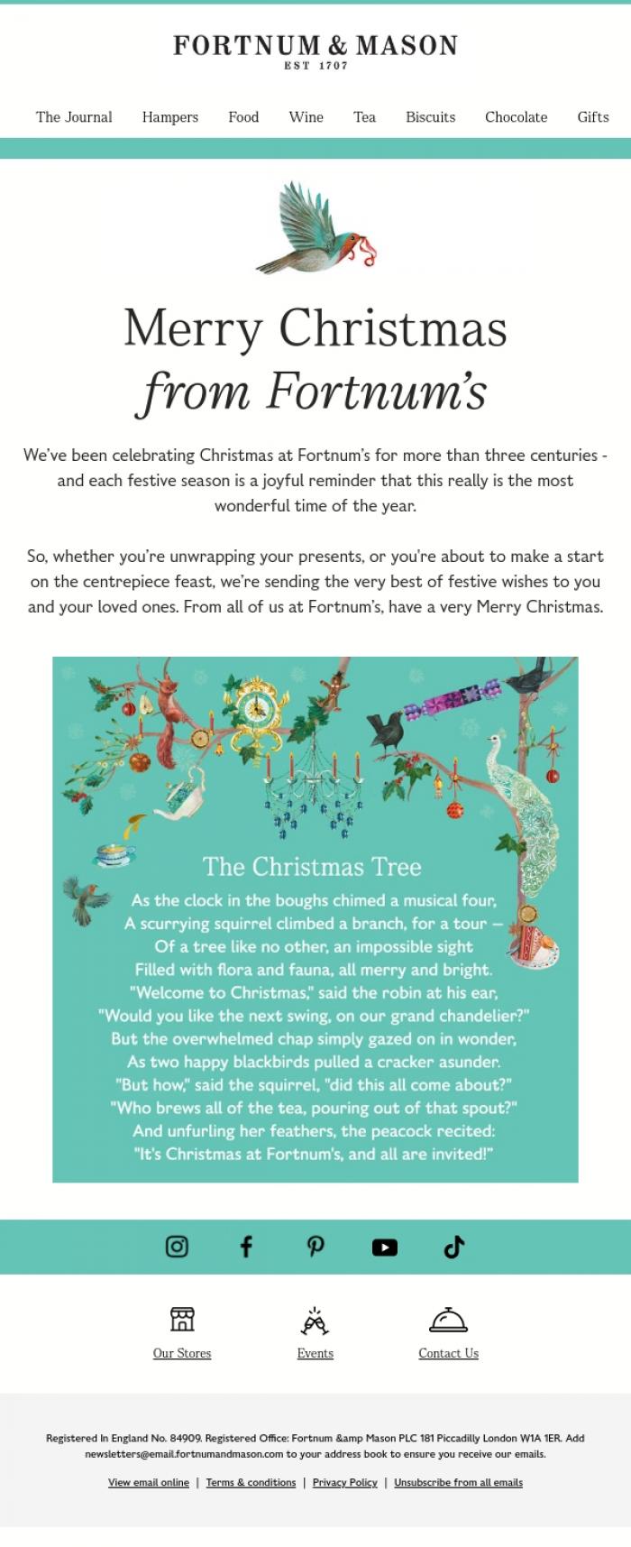 Email Design Inspiration from FORTNUM & MASON, Merry Christmas!🎄
