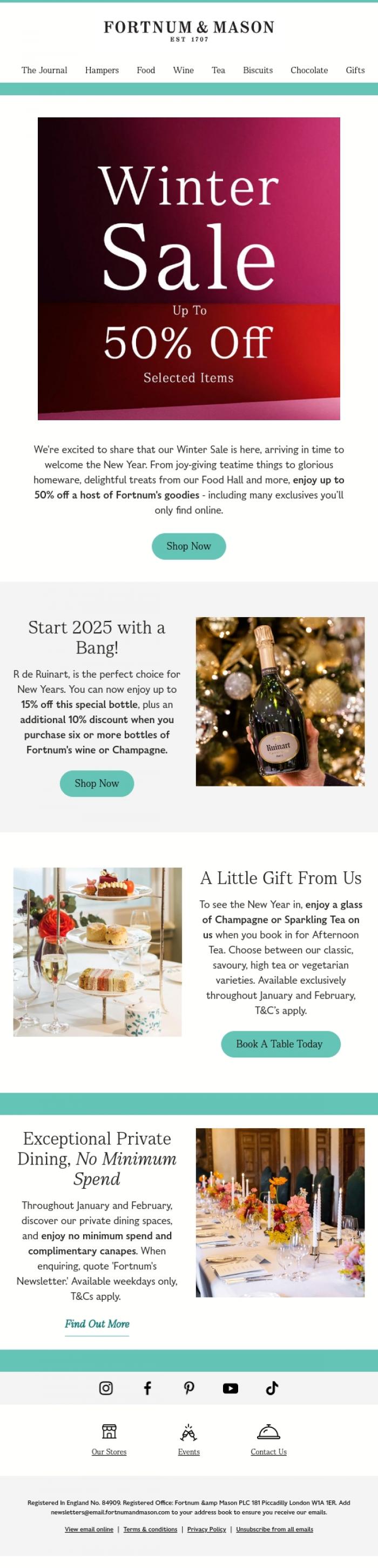 Email Design Inspiration from FORTNUM & MASON, Welcoming Our Winter Sale!