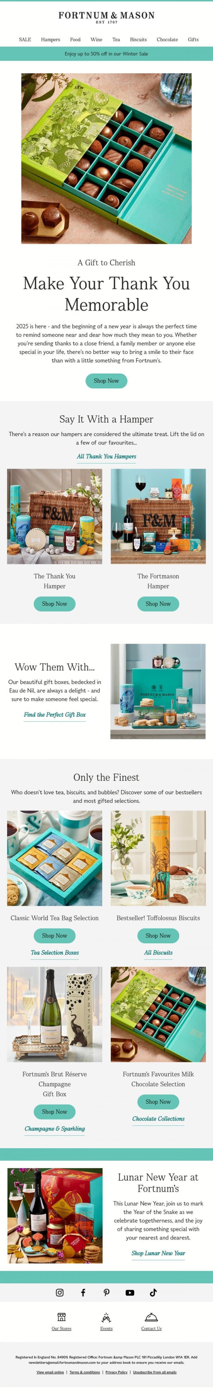 Email Design Inspiration from FORTNUM & MASON, A Thank You to Remember🎁