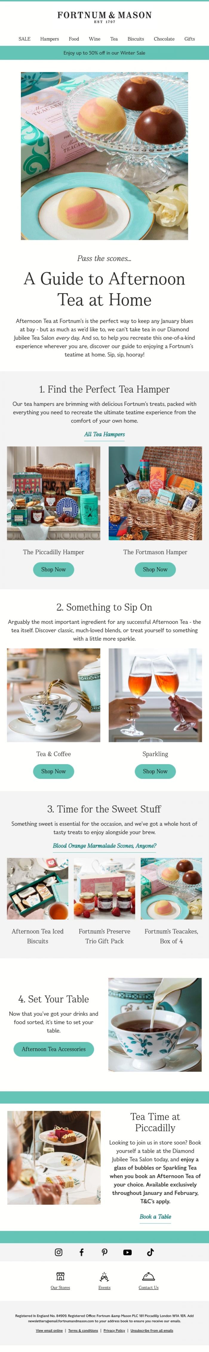 Email Design Inspiration from FORTNUM & MASON, Afternoon Tea at Home, Anyone?