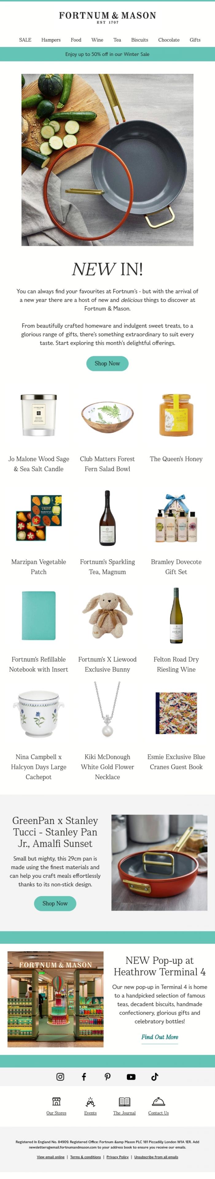 Email Design Inspiration from FORTNUM & MASON, NEW IN!