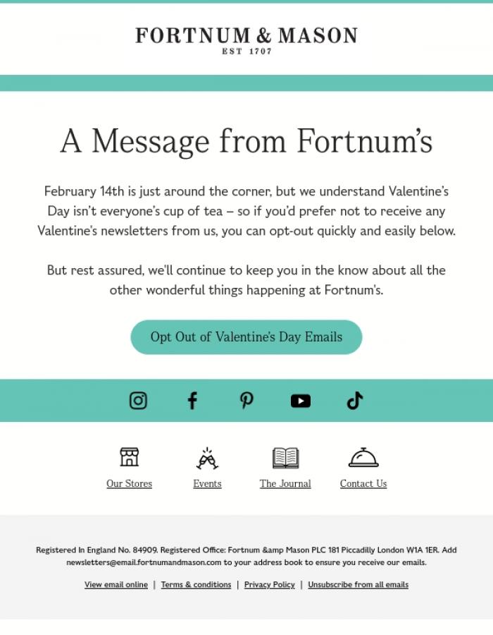 Email Design Inspiration from FORTNUM & MASON, A Message from Fortnum's