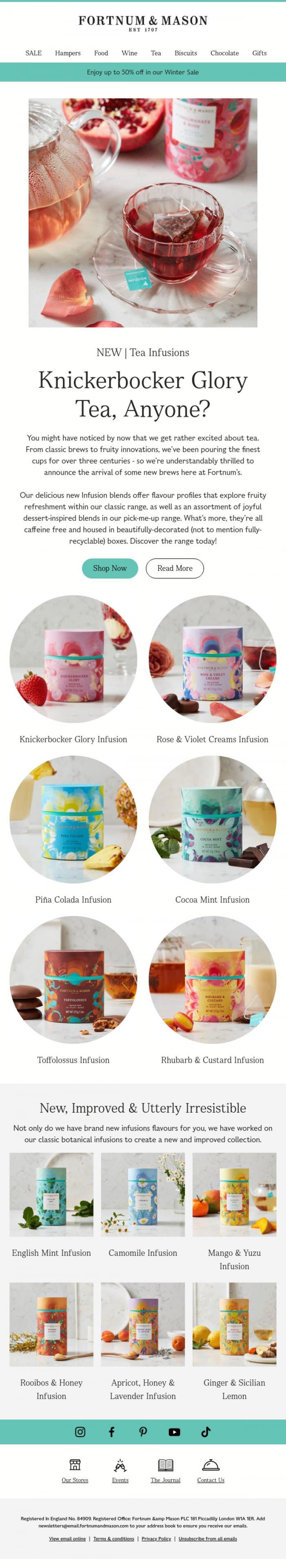 Email Design Inspiration from FORTNUM & MASON, Our NEW Tea Infusions are Here!