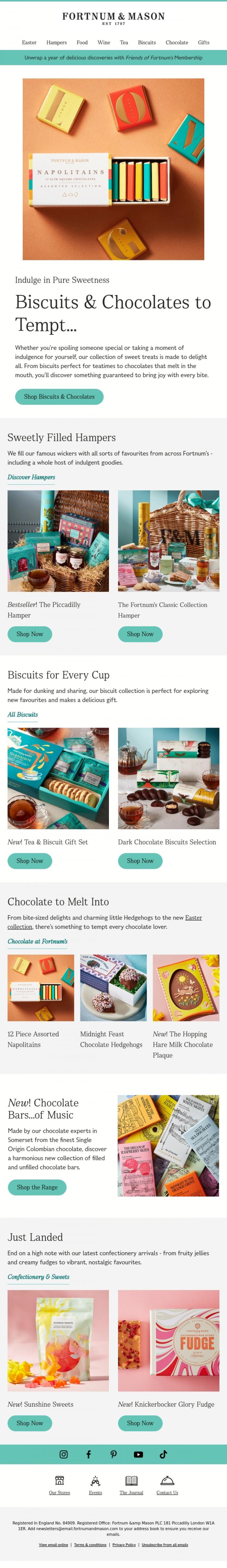 Email Design Inspiration from FORTNUM & MASON, Buttery Biscuits & Chocolatey Wonders🍪🍫