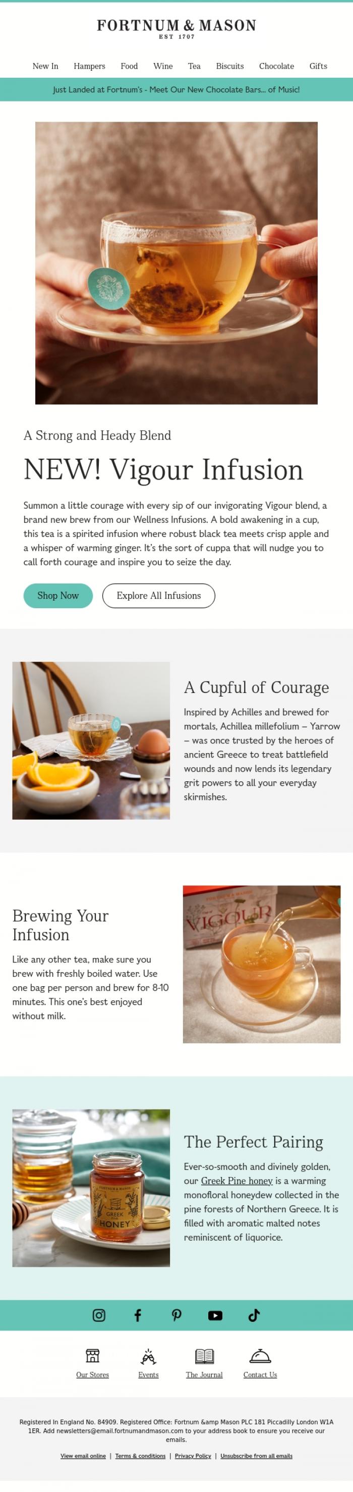 Email Design Inspiration from FORTNUM & MASON, Our NEW Vigour Infusion
