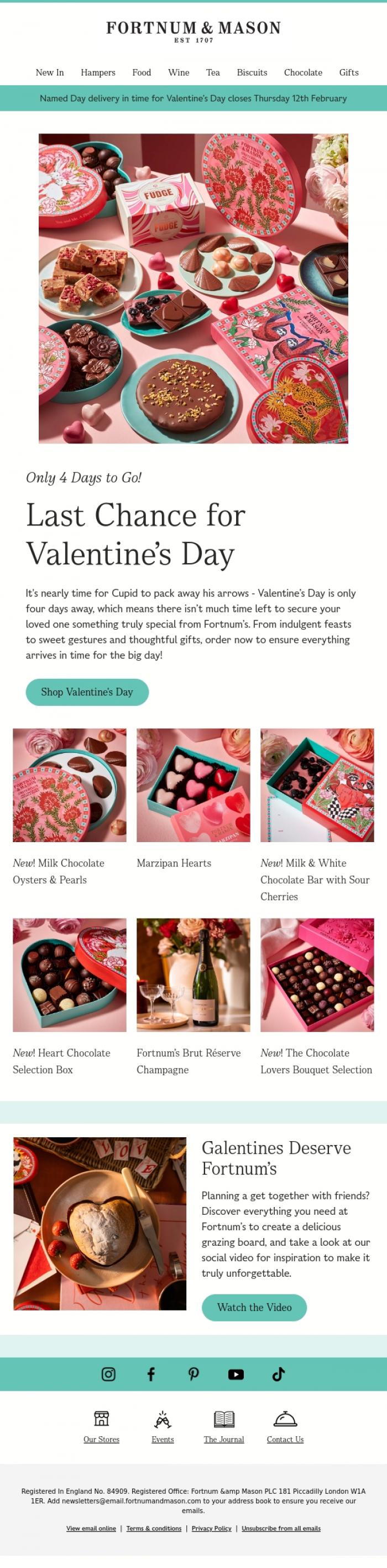 Email Design Inspiration from FORTNUM & MASON, Final Call for Valentine's Day!💘