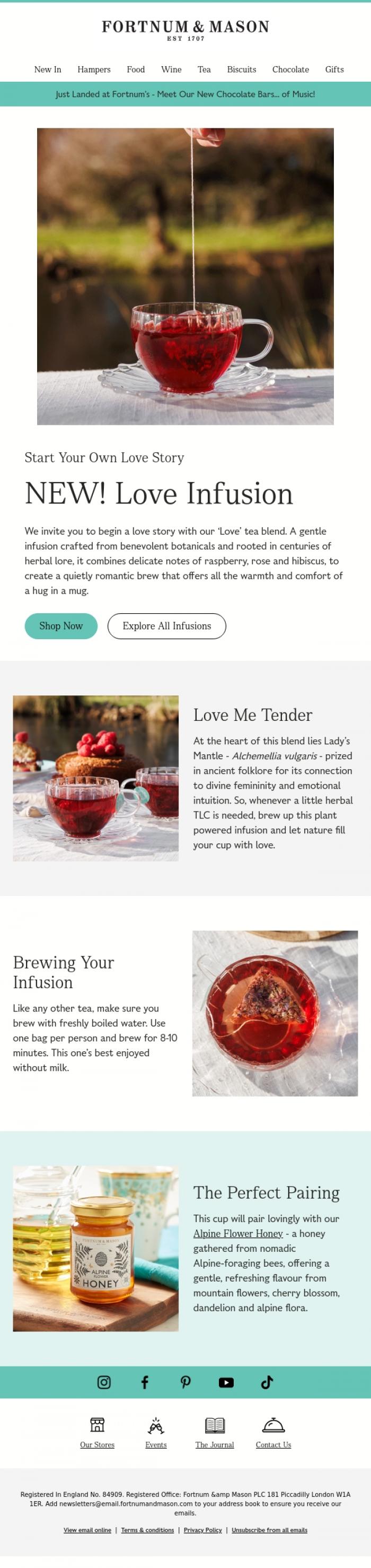 Email Design Inspiration from FORTNUM & MASON, Our NEW Love Infusion