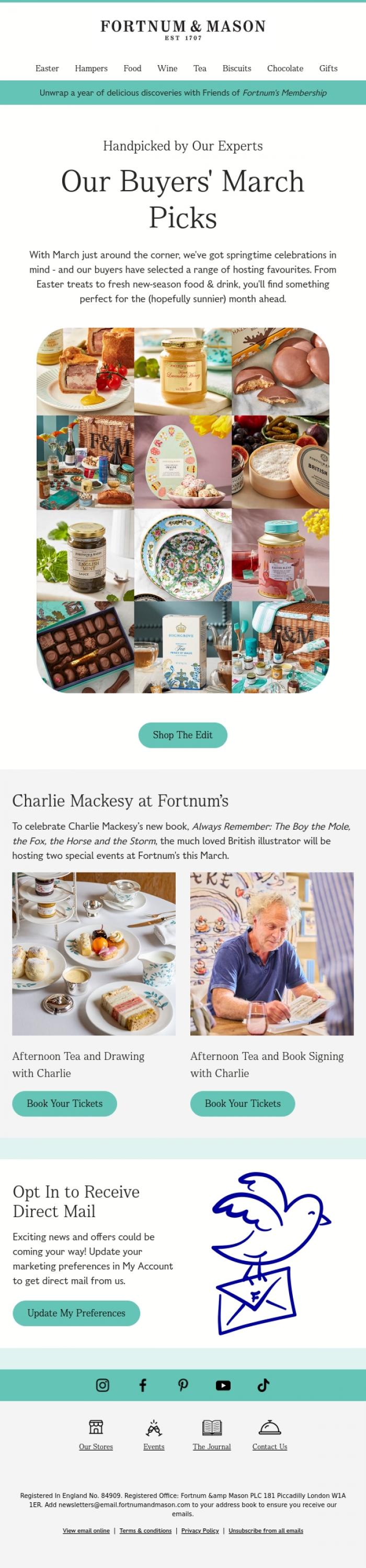 Email Design Inspiration from FORTNUM & MASON, Our Buyers' March Picks