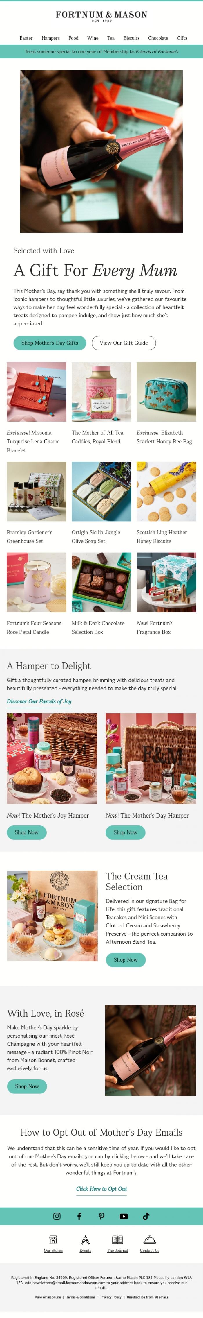 Email Design Inspiration from FORTNUM & MASON, The Perfect Mother's Day Gift Awaits🎁