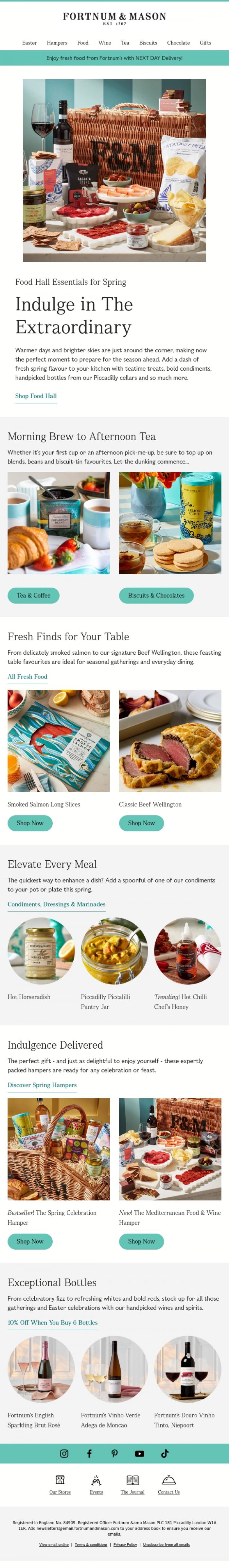 Email Design Inspiration from FORTNUM & MASON, Welcome Spring to the Table🍽️