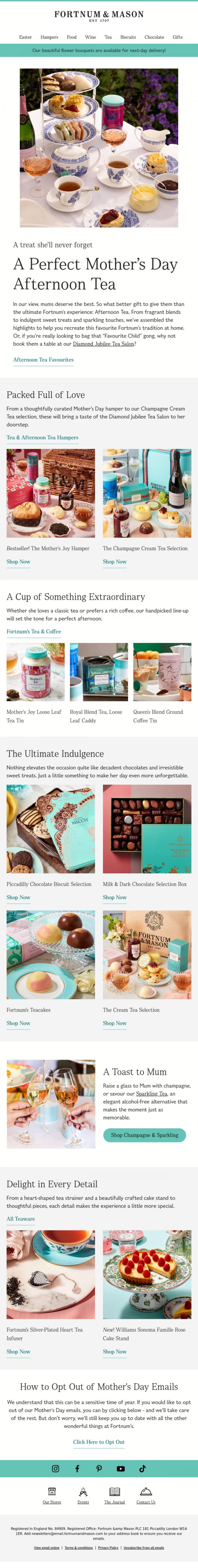 Email Design Inspiration from FORTNUM & MASON, The Afternoon Tea Mum Truly Deserves🍰