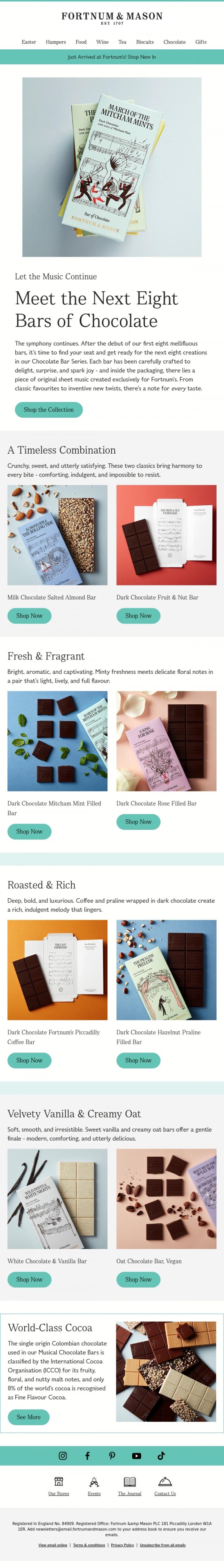 Email Design Inspiration from FORTNUM & MASON, The Chocolate Symphony Plays On🍫
