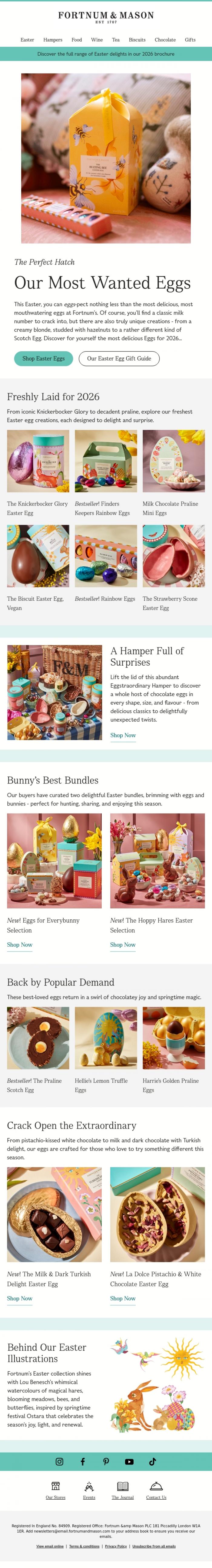 Email Design Inspiration from FORTNUM & MASON, Eggs-tra! Eggs-tra! NEW Easter Eggs