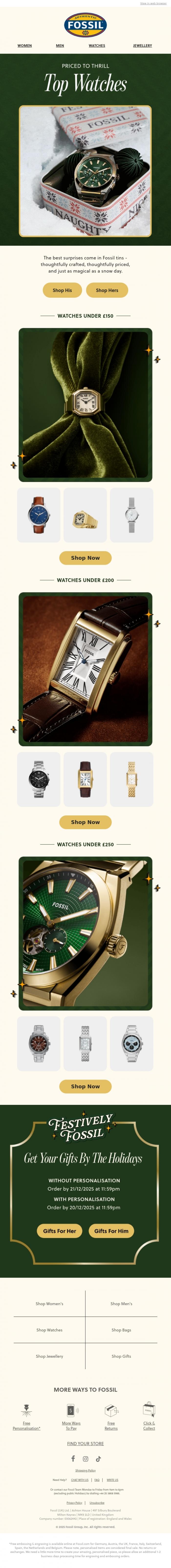 Email Design Inspiration from Fossil, Top Watches Under &pound;150 🎁