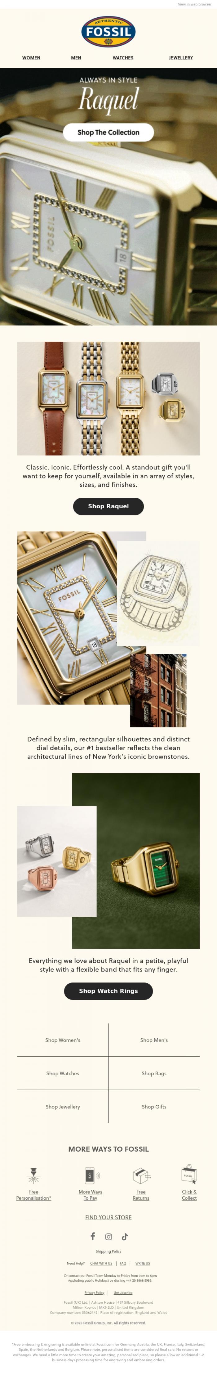 Email Design Inspiration from Fossil, To You & Only You