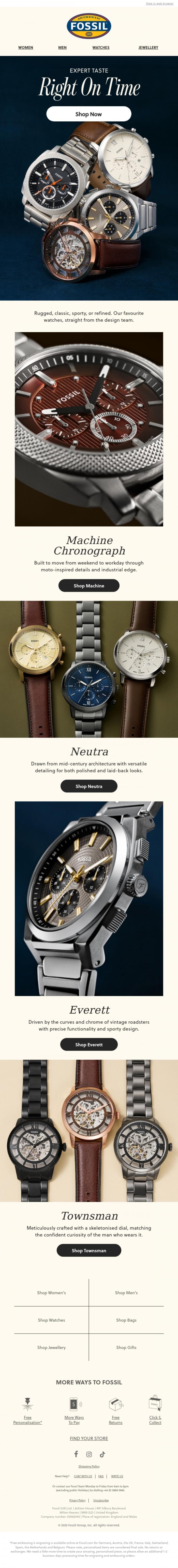 Email Design Inspiration from Fossil, The Ones to Watch