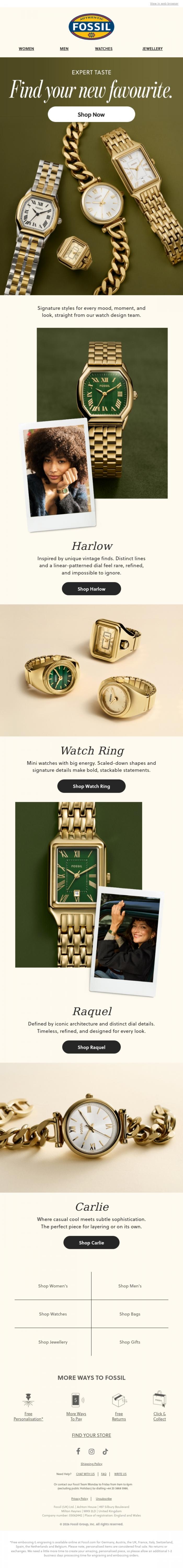 Email Design Inspiration from Fossil, Top Signature Styles