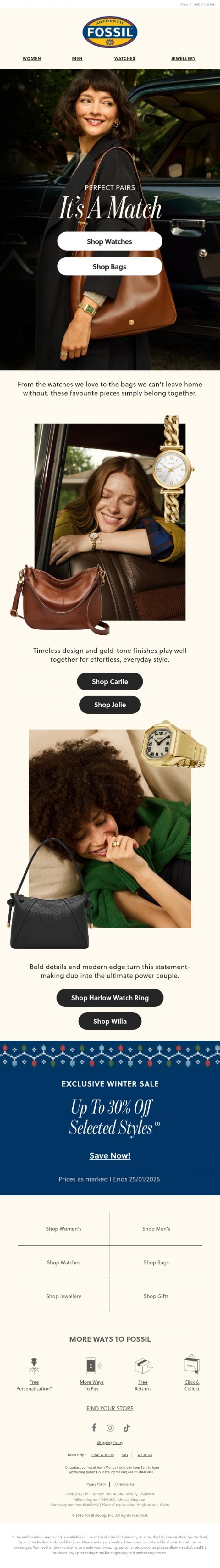 Email Design Inspiration from Fossil, Better Together