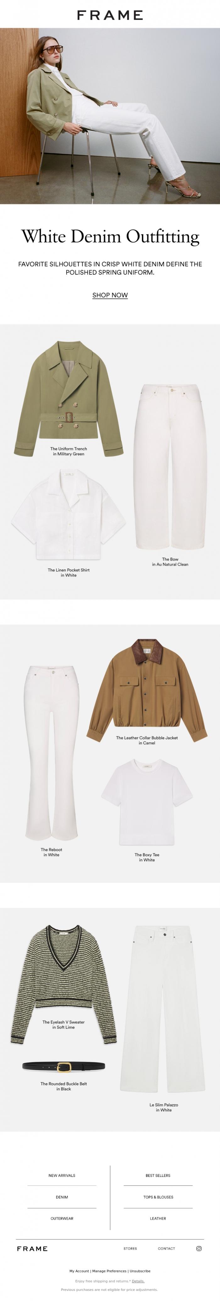 Email Design Inspiration from FRAME, The White Denim Edit