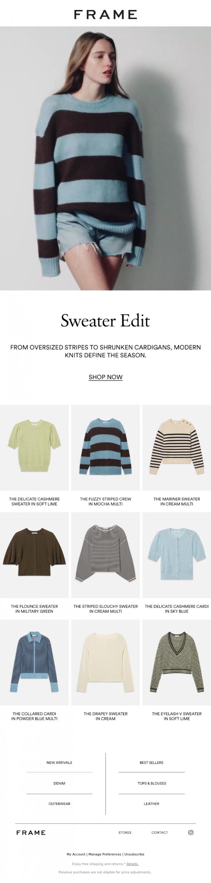 Email Design Inspiration from FRAME, The Statement Sweater