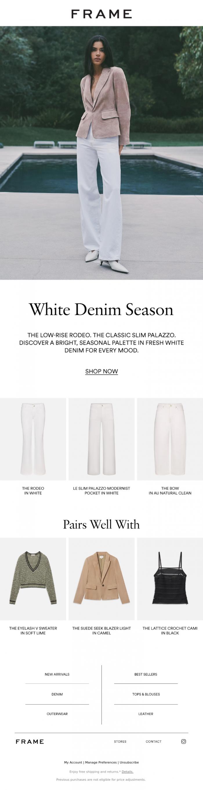Email Design Inspiration from FRAME, Seasonal Whites
