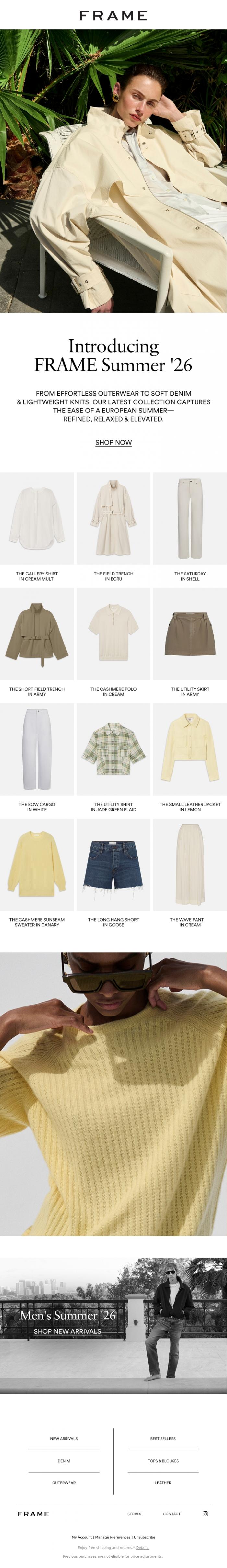 Email Design Inspiration from FRAME, Introducing FRAME Summer '26