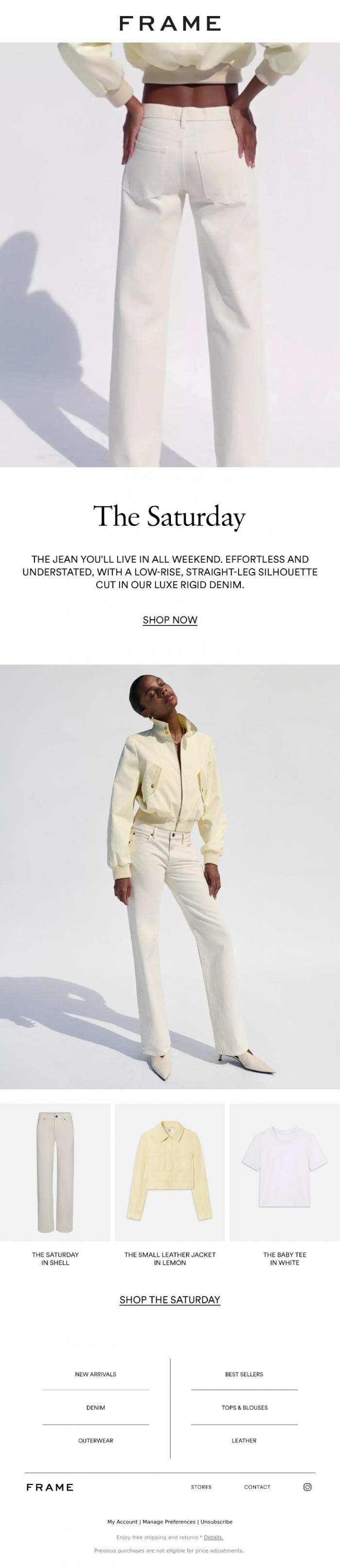 Email Design Inspiration from FRAME, Meet The Saturday