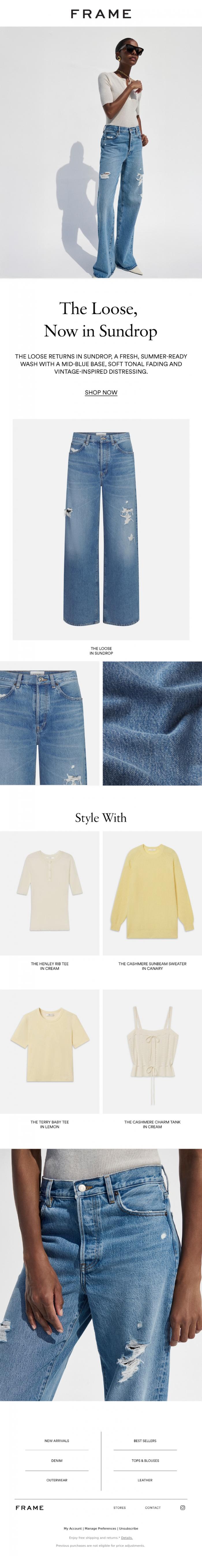 Email Design Inspiration from FRAME, Sundrop: The Summer Wash