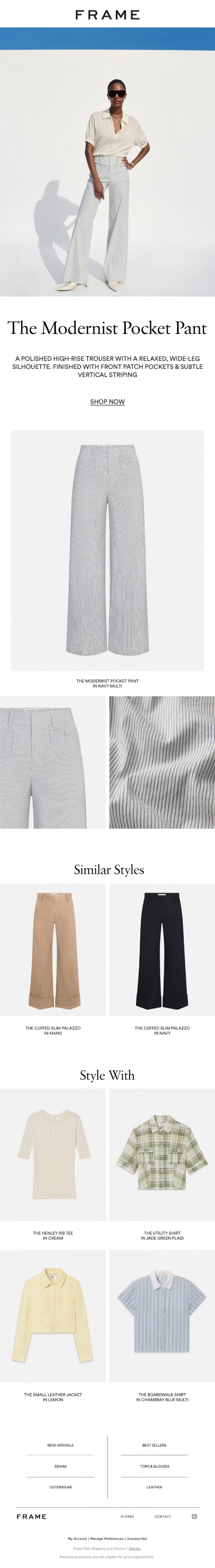 Email Design Inspiration from FRAME, The Summer Trouser