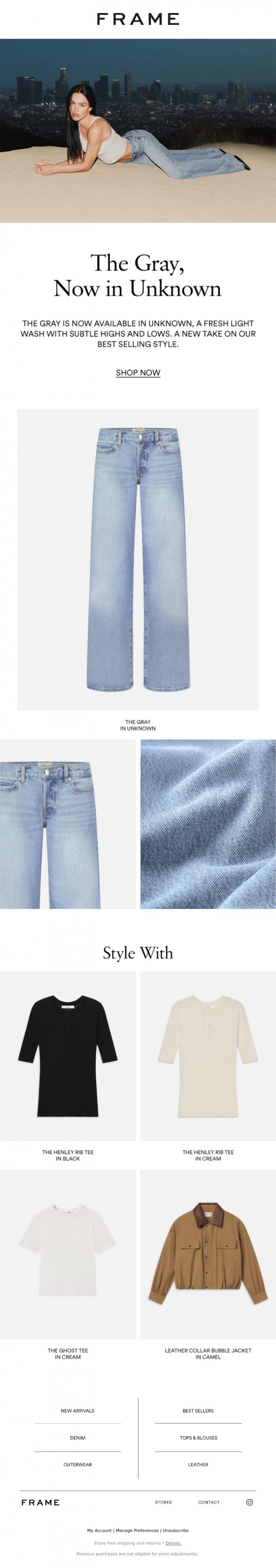 Email Design Inspiration from FRAME, A New Wash for The Gray