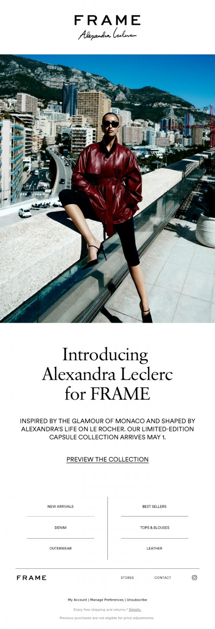 Email Design Inspiration from FRAME, Alexandra Leclerc for FRAME