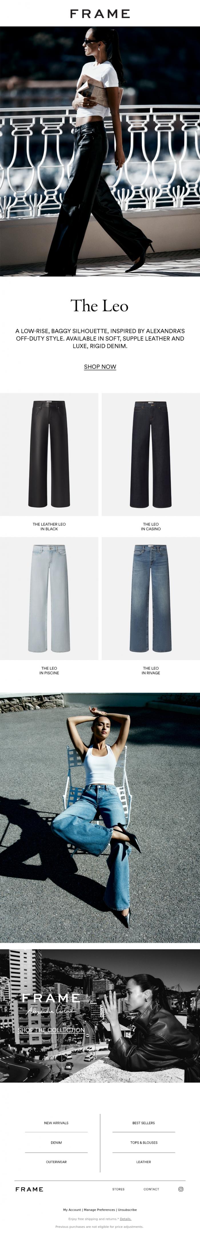 Email Design Inspiration from FRAME, The Leo by Alexandra Leclerc