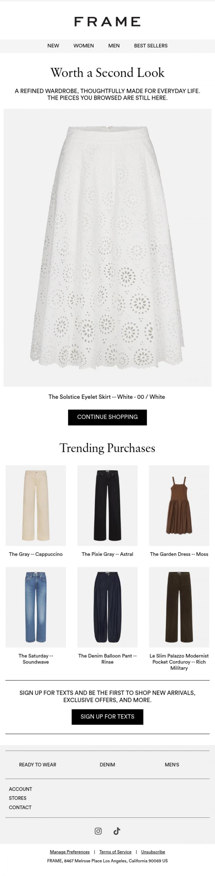 Email Design Inspiration from FRAME, Worth a Second Look