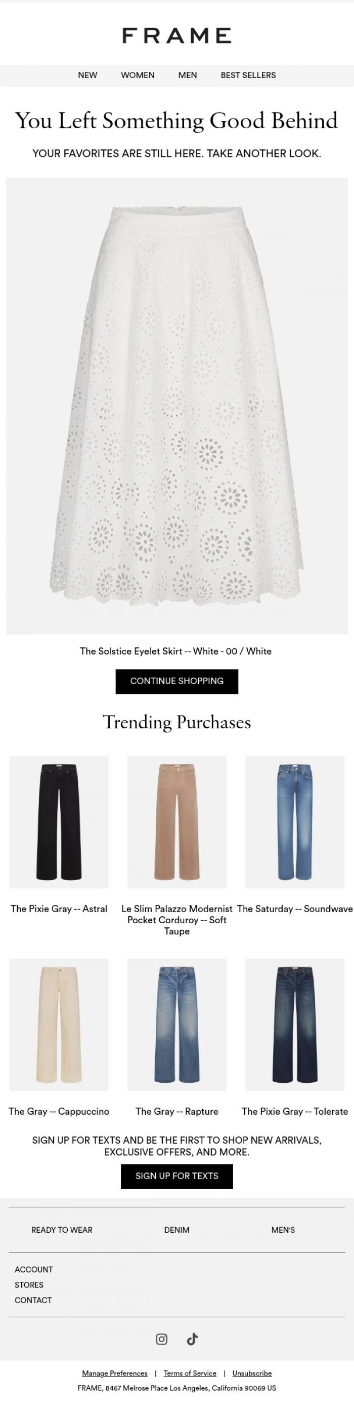 Email Design Inspiration from FRAME, You Left Something Good Behind