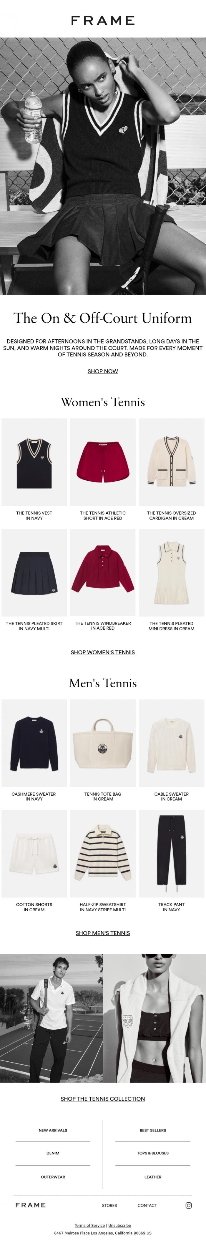 Email Design Inspiration from FRAME, Tennis Style, Served