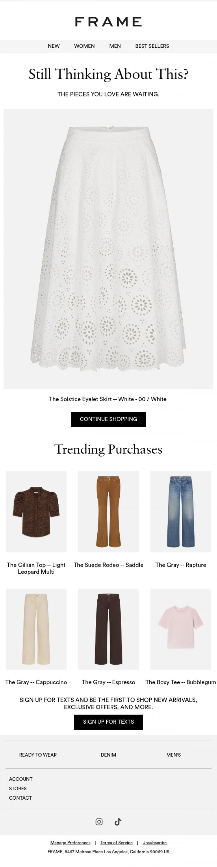 Email Design Inspiration from FRAME, Still Thinking About It?