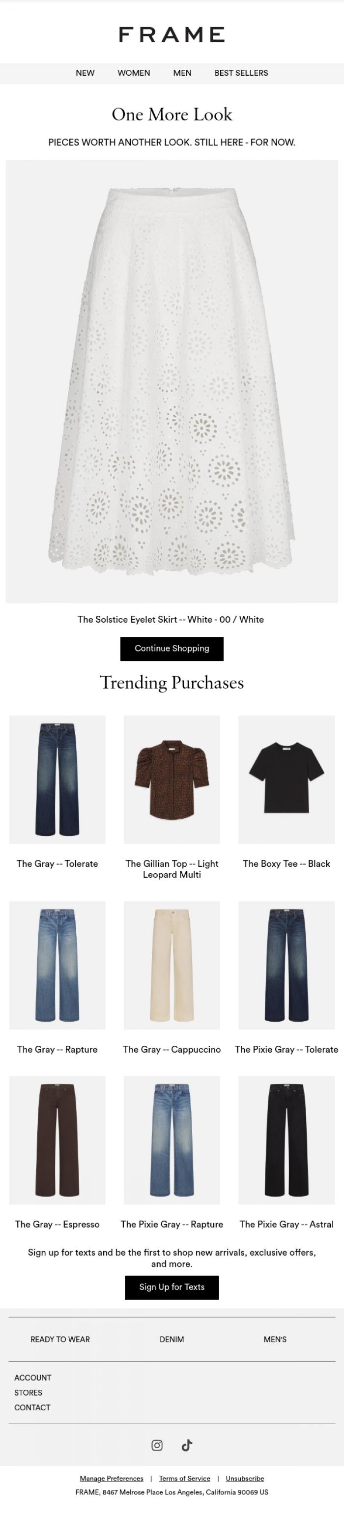 Email Design Inspiration from FRAME, One Last Look