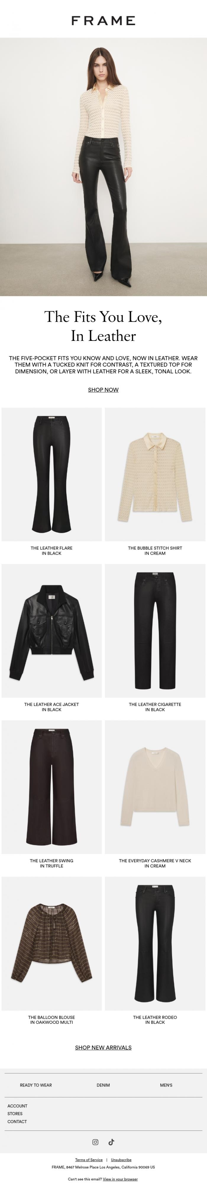 Email Design Inspiration from FRAME, Ways to Wear Leather Fits