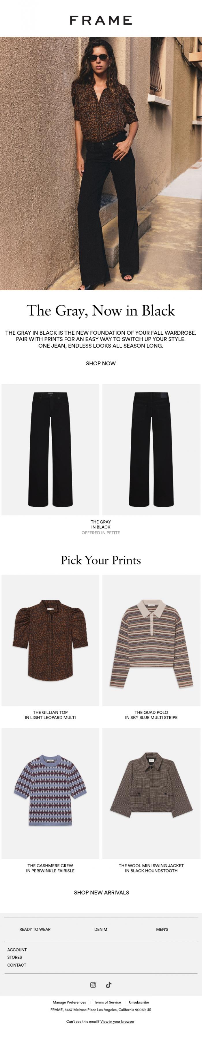 Email Design Inspiration from FRAME, The Low-Rise Jean Every Wardrobe Needs