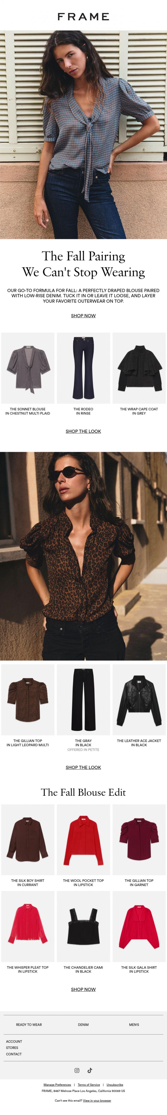 Email Design Inspiration from FRAME, The Formula for Effortless Fall Dressing