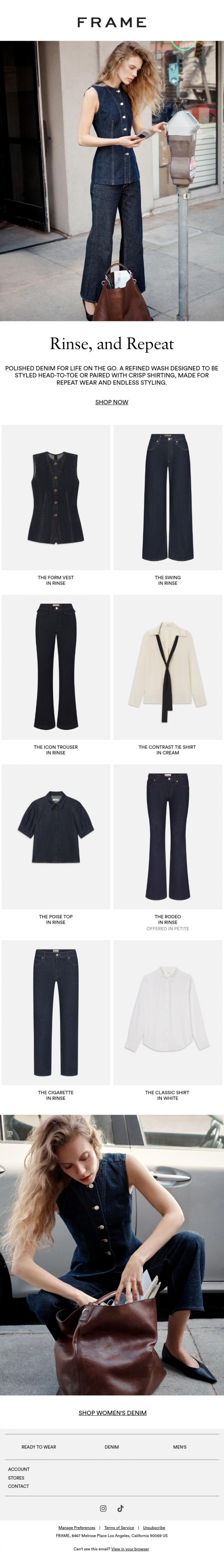 Email Design Inspiration from FRAME, The Polished Denim Playbook