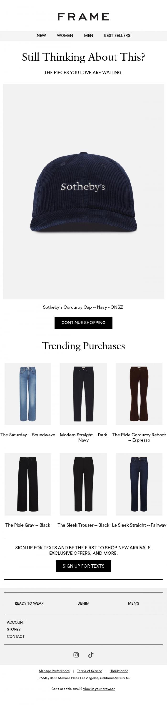 Email Design Inspiration from FRAME, Still Thinking About It?