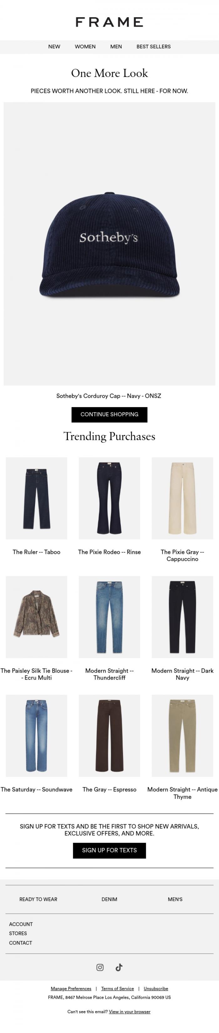Email Design Inspiration from FRAME, One Last Look