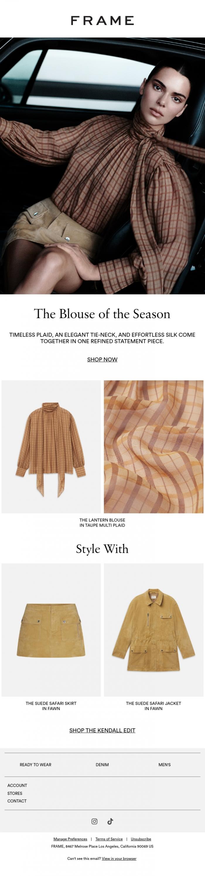 Email Design Inspiration from FRAME, The Blouse to Know