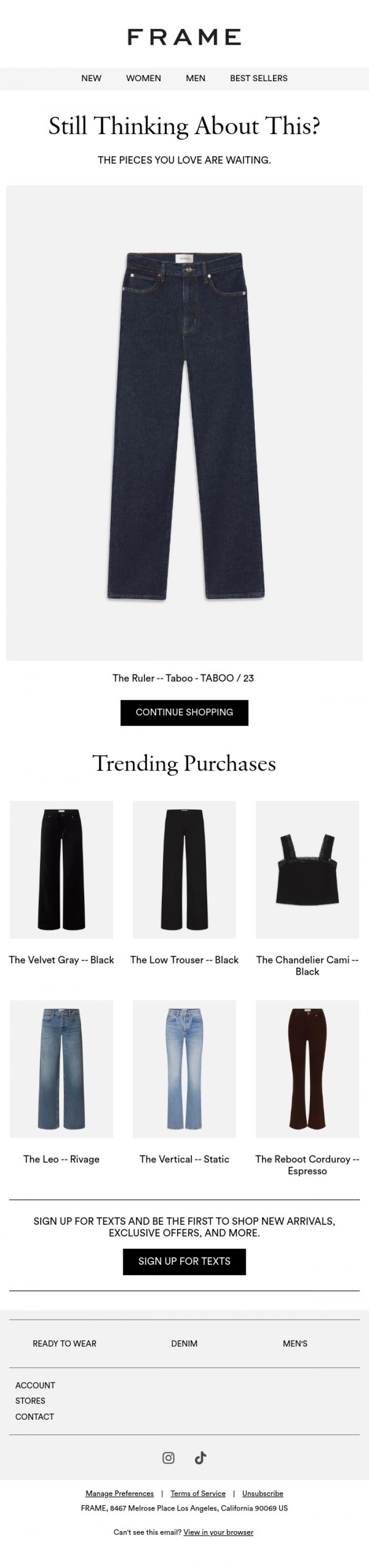 Email Design Inspiration from FRAME, Still Thinking About It?