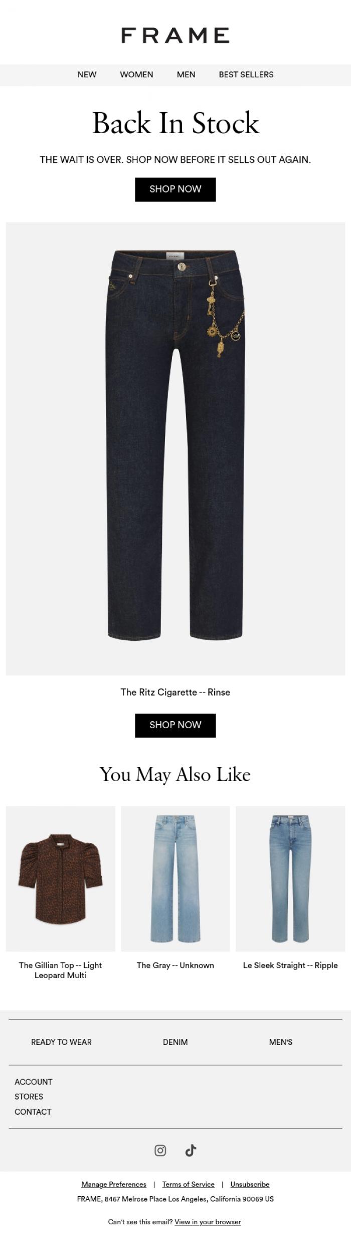 Email Design Inspiration from FRAME, The Ritz Cigarette -- Rinse Is Now Available