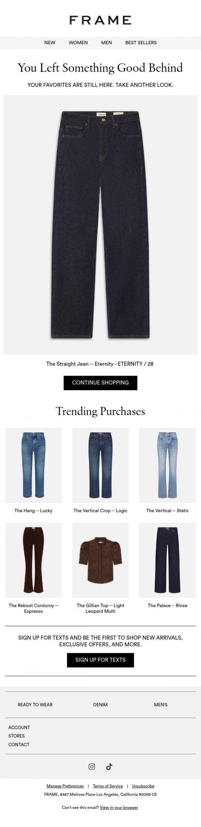Email Design Inspiration from FRAME, You Left Something Good Behind
