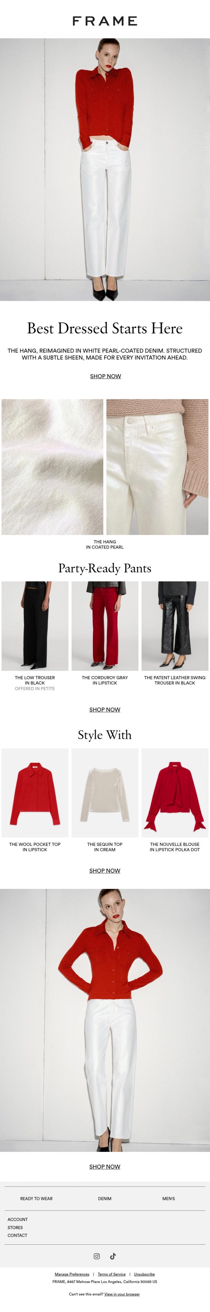 Email Design Inspiration from FRAME, Be the Best-Dressed Guest